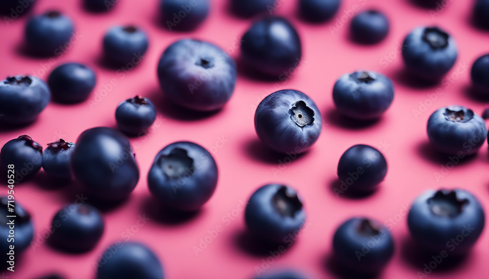 Ripe blueberries. Blueberries are scattered in a heap. Berries close up. Selective focus. AI generated