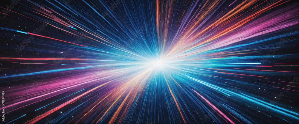 A dynamic, visually captivating scene with vibrant streaks of light converging towards a distant focal point. Powered by advanced generative technology. A dynamic, visually captivating scene with vibrant streaks of light converging towards a distant focal point. Powered by advanced generative technology.