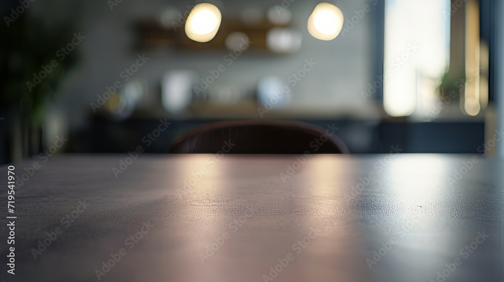 Focused Lighting on Empty Table in a Dim Room