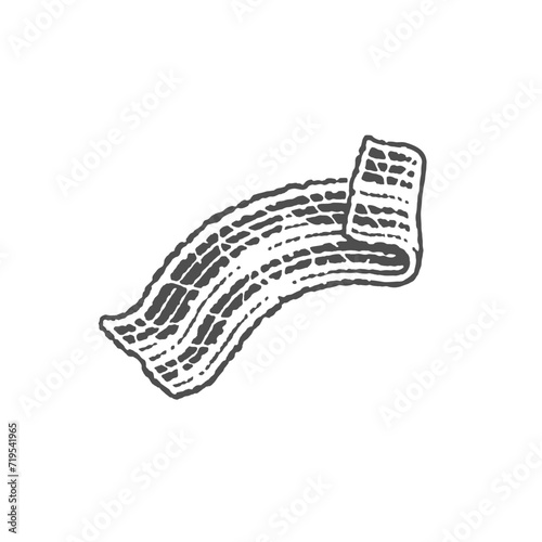 Slice of bacon. Hand drawn engraving style illustrations. Vector engraving.