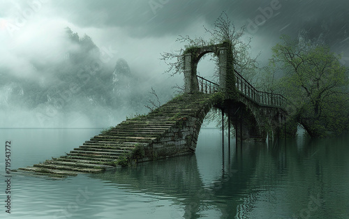 ponte na composição fotográfica conceitual do lago