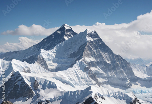 Mount Everest depicted on a white background. © SR07XC3