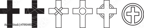 Set of Christian Cross isolated on white background. Abstract vector bible cross icons isolated.