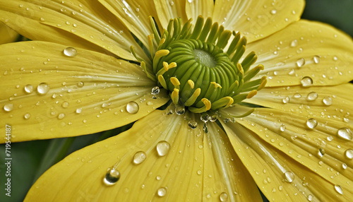 Close-up of a dew-covered yellow flower