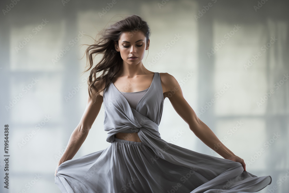 Fototapeta premium Female Contemporary Dancer in Dance Studio