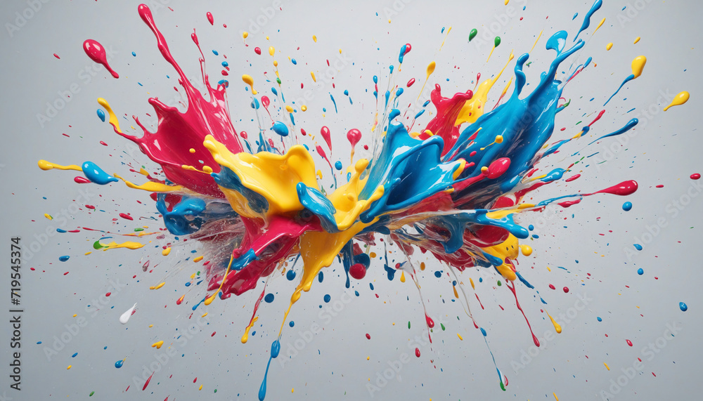 Obraz premium Colorful paint splatters, 3D rendering.
