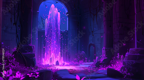 Purple fantasy crystal cave