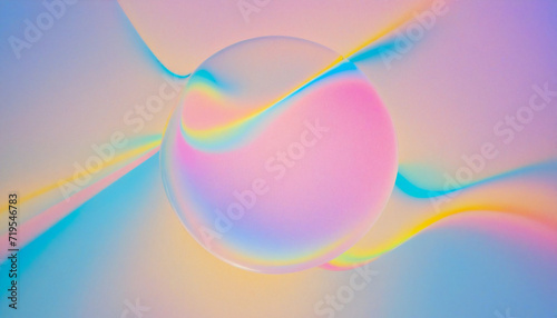 Abstract holographic circle on black background iridescent liquid color gradient noise texture effect