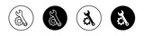 Repair tools icon set. Machenic screwdriver and wrench vector symbol in a black filled and outlined style. Maintenance toolkit sign.
