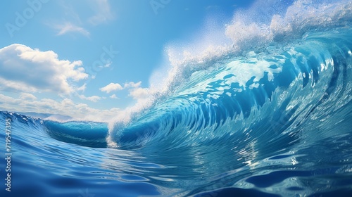Blue ocean wave. 3d render illustration. Ocean water background. © paulcannoby
