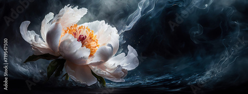 Panel kuchenny z motywem Kwiat piwonii, panorama, miejsce na tekst