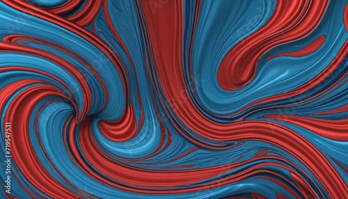 Abstract background blue red transparent stripes of swirling material.