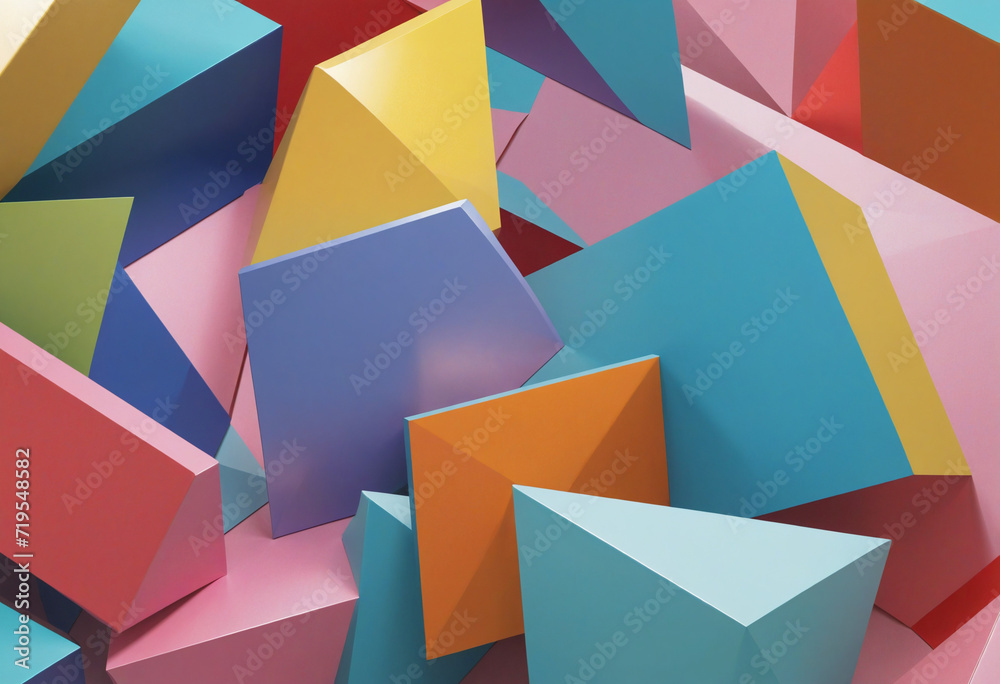 Colorful geometric shapes, 3d render
