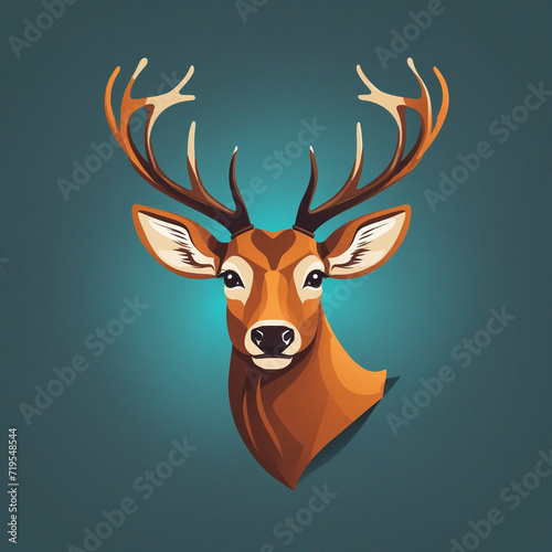 flat vector logo of animal "deer" colorfull 8