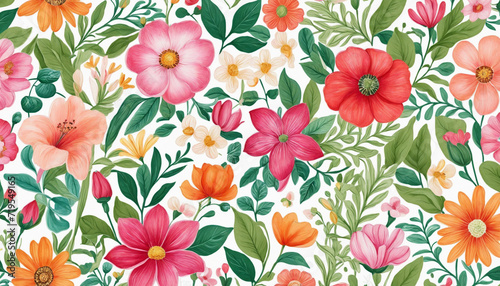 Colorful watercolor floral pattern perfect for wallpaper  fabric  or textile design