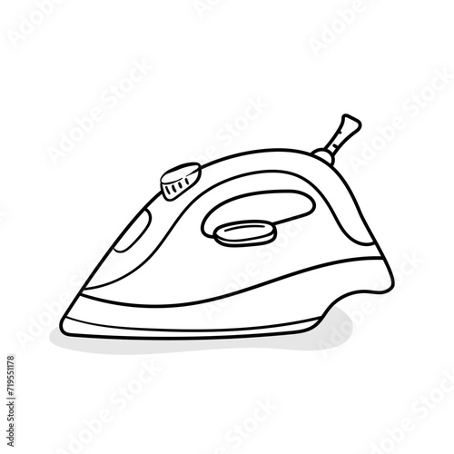 Electric iron vector icon in doodle style. Symbol in simple design. Cartoon object hand drawn isolated on white background.