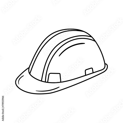 Construction helmet vector icon in doodle style. Symbol in simple design. Cartoon object hand drawn isolated on white background.