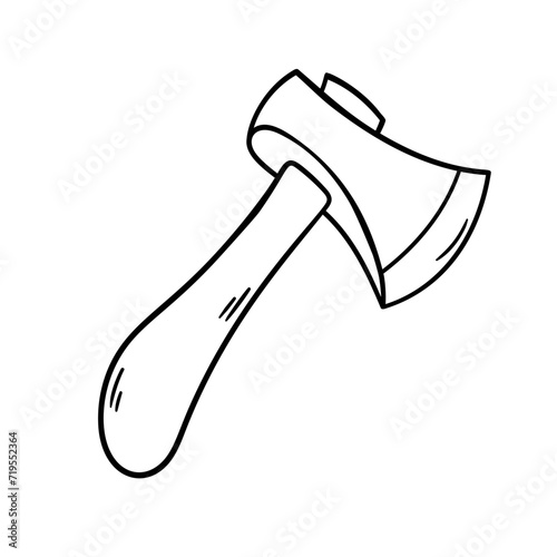 Axe vector icon in doodle style. Symbol in simple design. Cartoon object hand drawn isolated on white background.