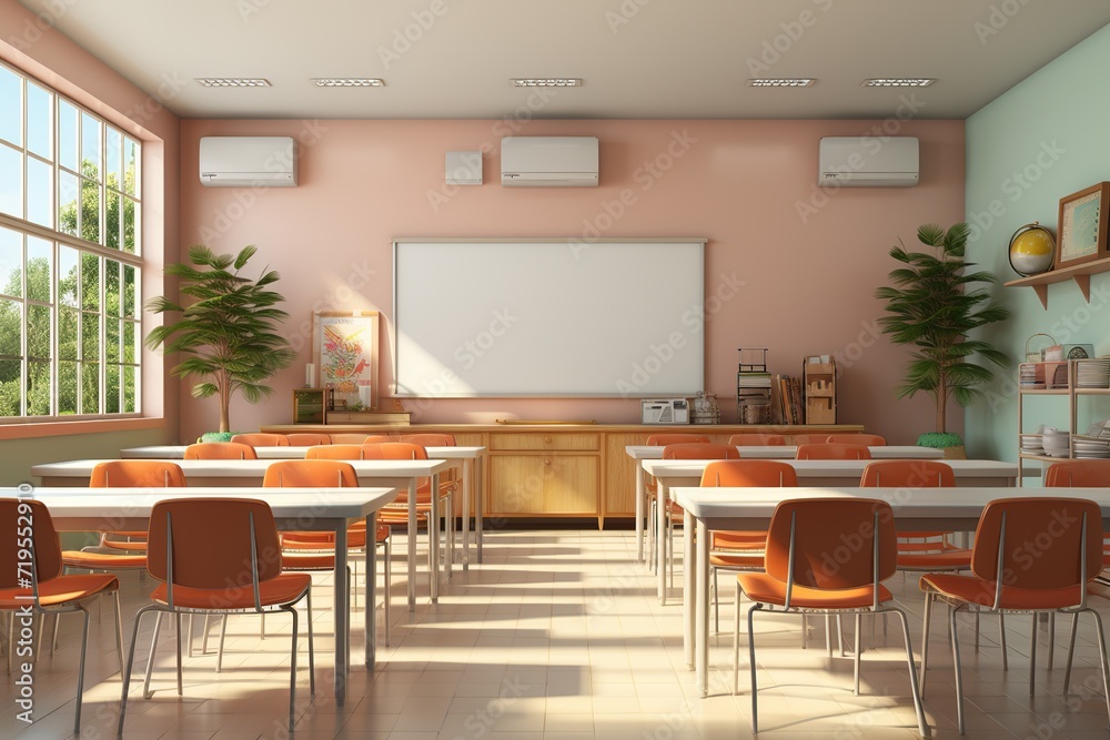 single, Isolated in white background, center aligned, School classroom ...