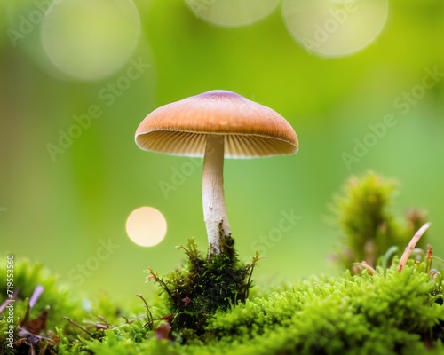Solitary Mushroom on Moss