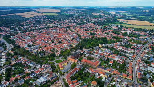 Aeriel of the old town of the city Naumburg in Germany on a sunny summer day