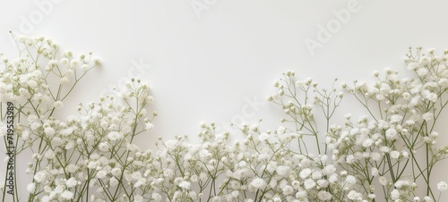 White elegant baby s breathe flower, gypsophila with blurred background for elegant, romantic floral cards. Celebrate season, wedding, spring, love. Elegant, luxury, card, banner, web. © Caphira Lescante