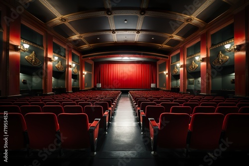 single, Isolated in white background, center aligned, empty cinema auditorium