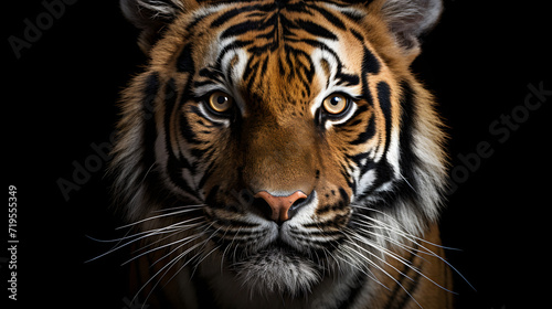 Close-up of a tiger's face on a black background © IgitPro