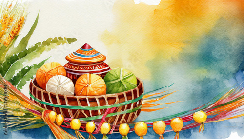 Vaisakhi celebration, watercolor art style