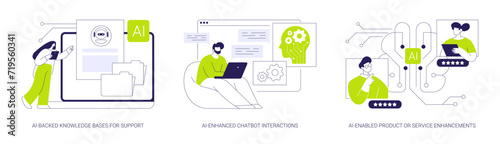 Natural language technology in Customer Service abstract concept vector illustrations.