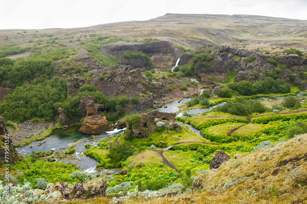 Gjain Valley in the Highlands of Iceland in Spring Gjain Valley in the Highlands of Iceland in Spring