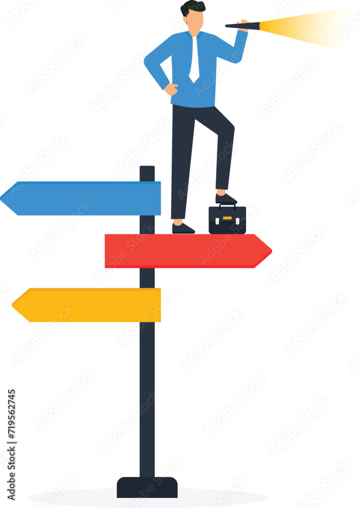 Search for right direction and business opportunity or success way, Make decision or career path and vision to see future concept
Search for right direction and business opportunity or success way, Make decision or career path and vision to see future concept