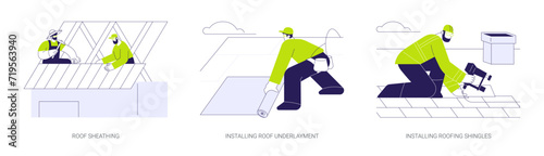 Private house roofing abstract concept vector illustrations.