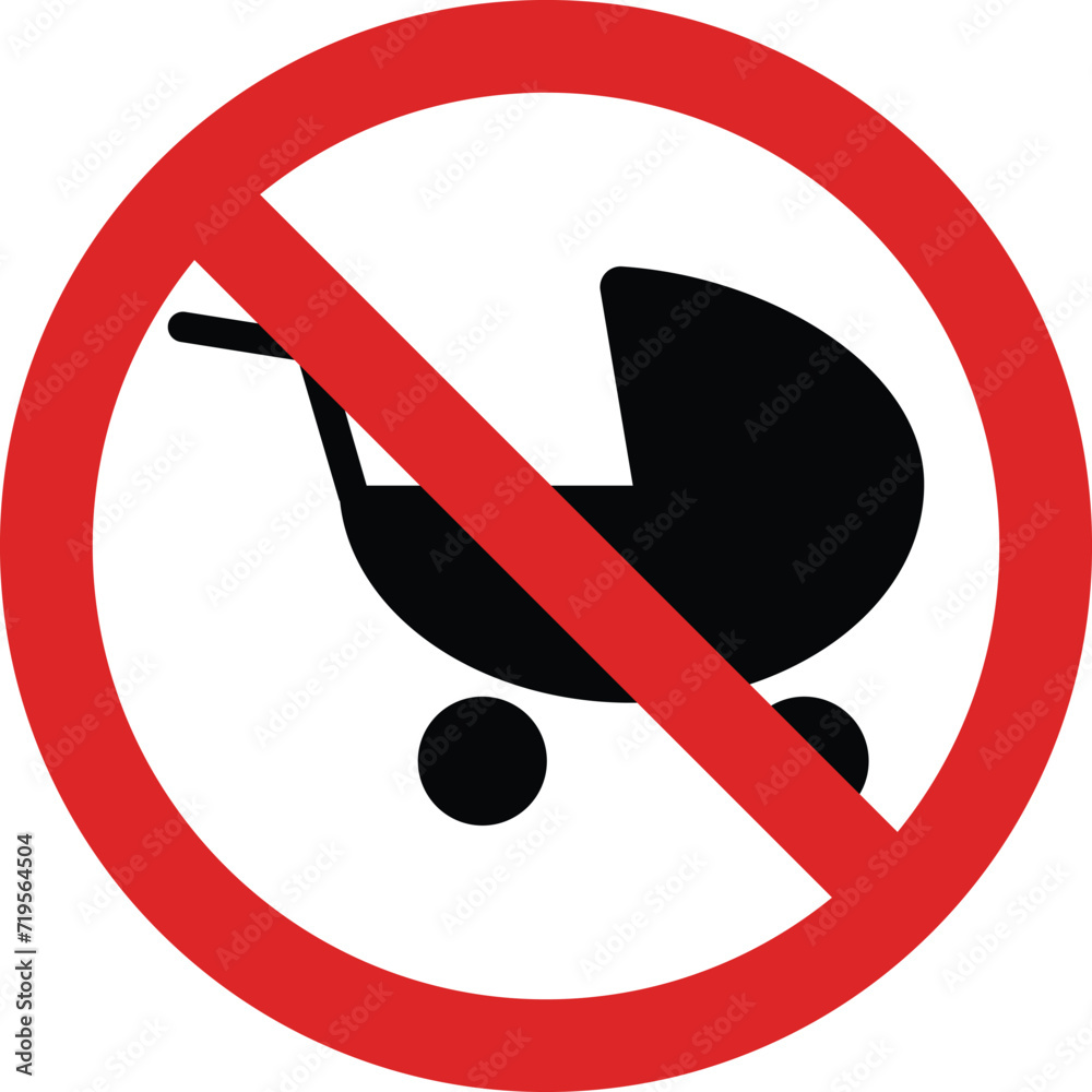 No baby stroller sign . No baby carriage sign . No child allowed sign vector No baby stroller sign . No baby carriage sign . No child allowed sign vector
