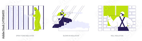 Private house insulation abstract concept vector illustrations.