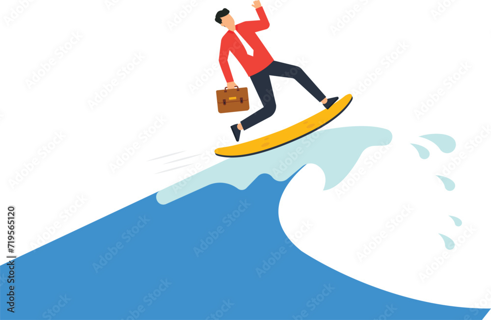 Business challenges and businessman surfing on the waves concept,
Business challenges and businessman surfing on the waves concept,