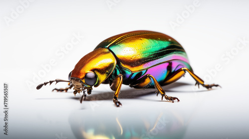 Close up of a beetles iridescent shell