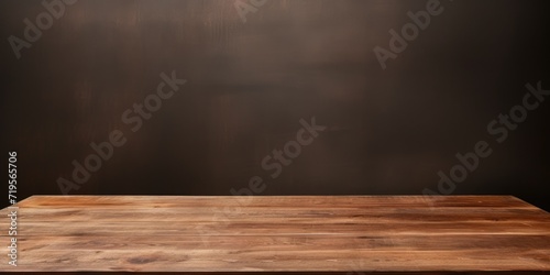Product display montage featuring an empty brown wooden table.