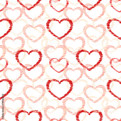 Cute red hearts seamless texture pattern.