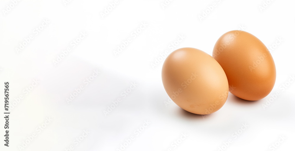 two chicken eggs on a white background two chicken eggs on a white background