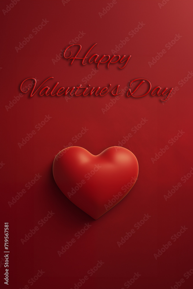 Happy Valentine's Day greeting card with red heart. Cute Valentines day card concept. Happy Valentine's Day greeting card with red heart. Cute Valentines day card concept.