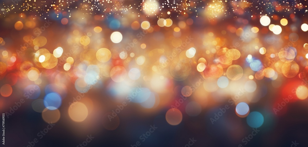 A captivating Christmas background, with defocused lights creating a vibrant, enchanting aura