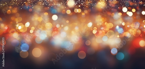 A captivating Christmas background, with defocused lights creating a vibrant, enchanting aura