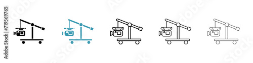Filming Camera crane vector icon set. Movie Jib vector symbol for UI design. photo