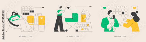 Newborn childcare abstract concept vector illustrations.