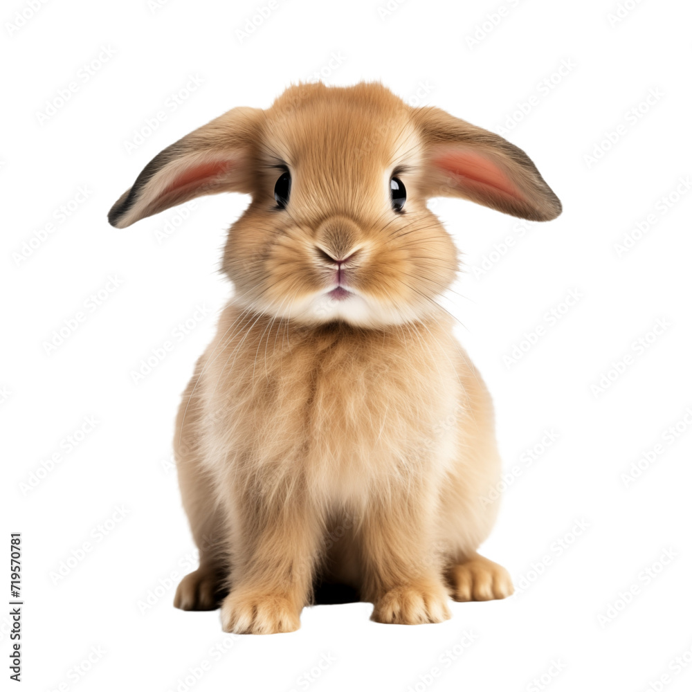 Cute rabbit isolated on transparent and white background. Generative ai