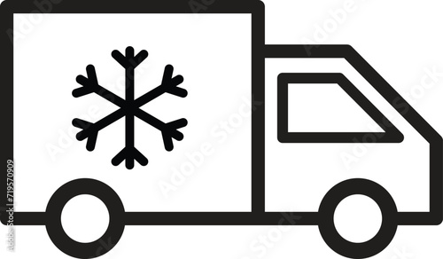 Refrigerator truck icon isolated on white background . Fridge delivery truck icon