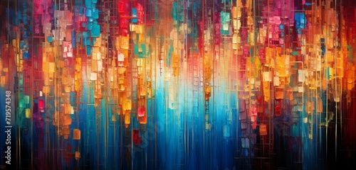 An abstract holiday masterpiece, with defocused lights weaving a tapestry of festive hues photo