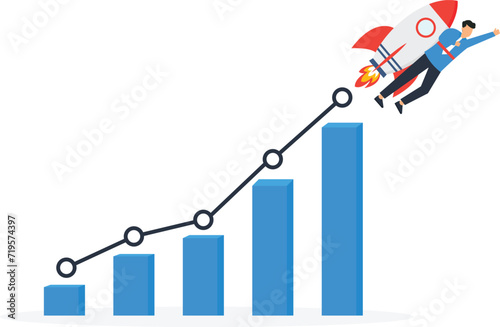 Exponential growth or compound interest, investment and wealth or earning rising up graph, Business sales or profit increase concept,
