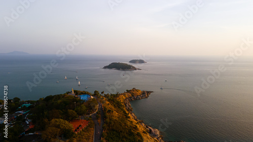 Phromthep Cape, beautiful natural sea view Sunset view point, the number 1 viewpoint that tourists visit in Phuket, Thailand. photo